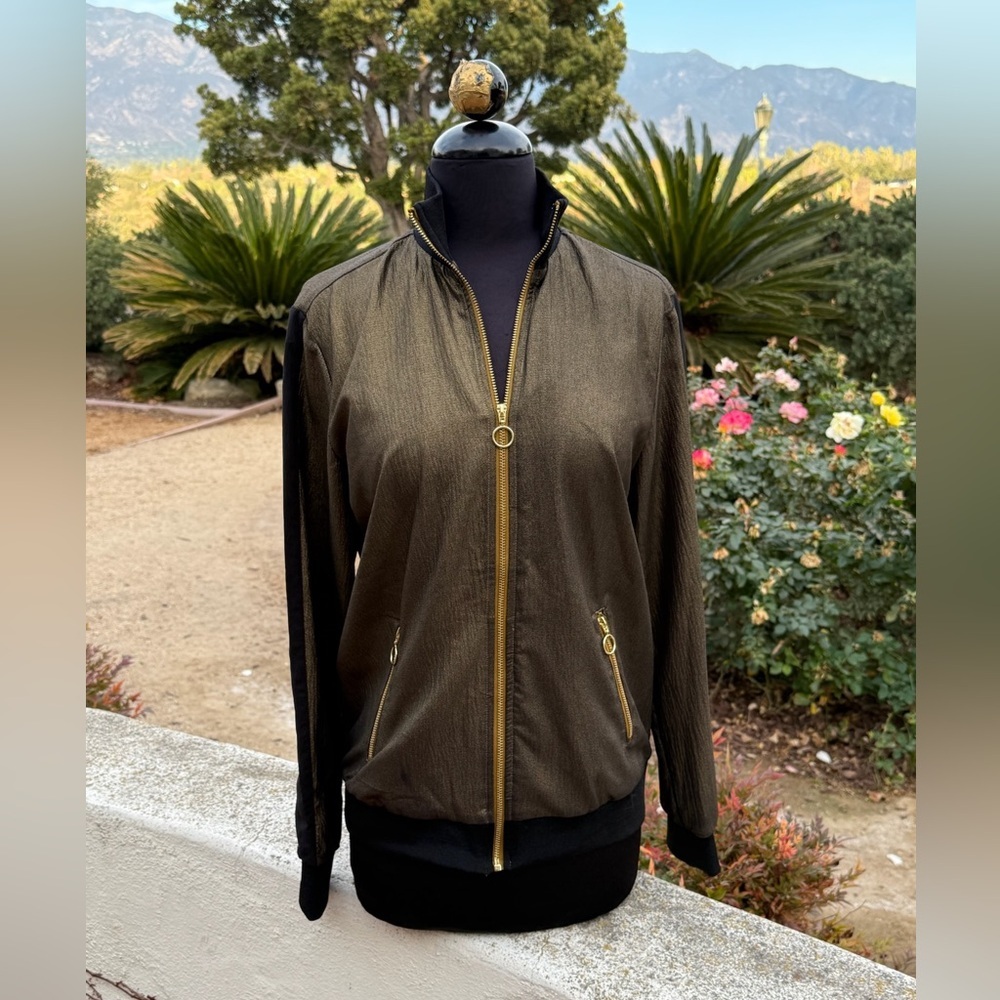Soaked In Luxury “Sarah” Metallic Bomber Jacket - Size S